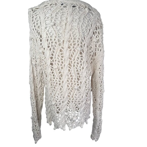 ZARA Small Cream Open Knit Cardigan Sweater Button Front Lightweight Layer - Picture 9 of 13